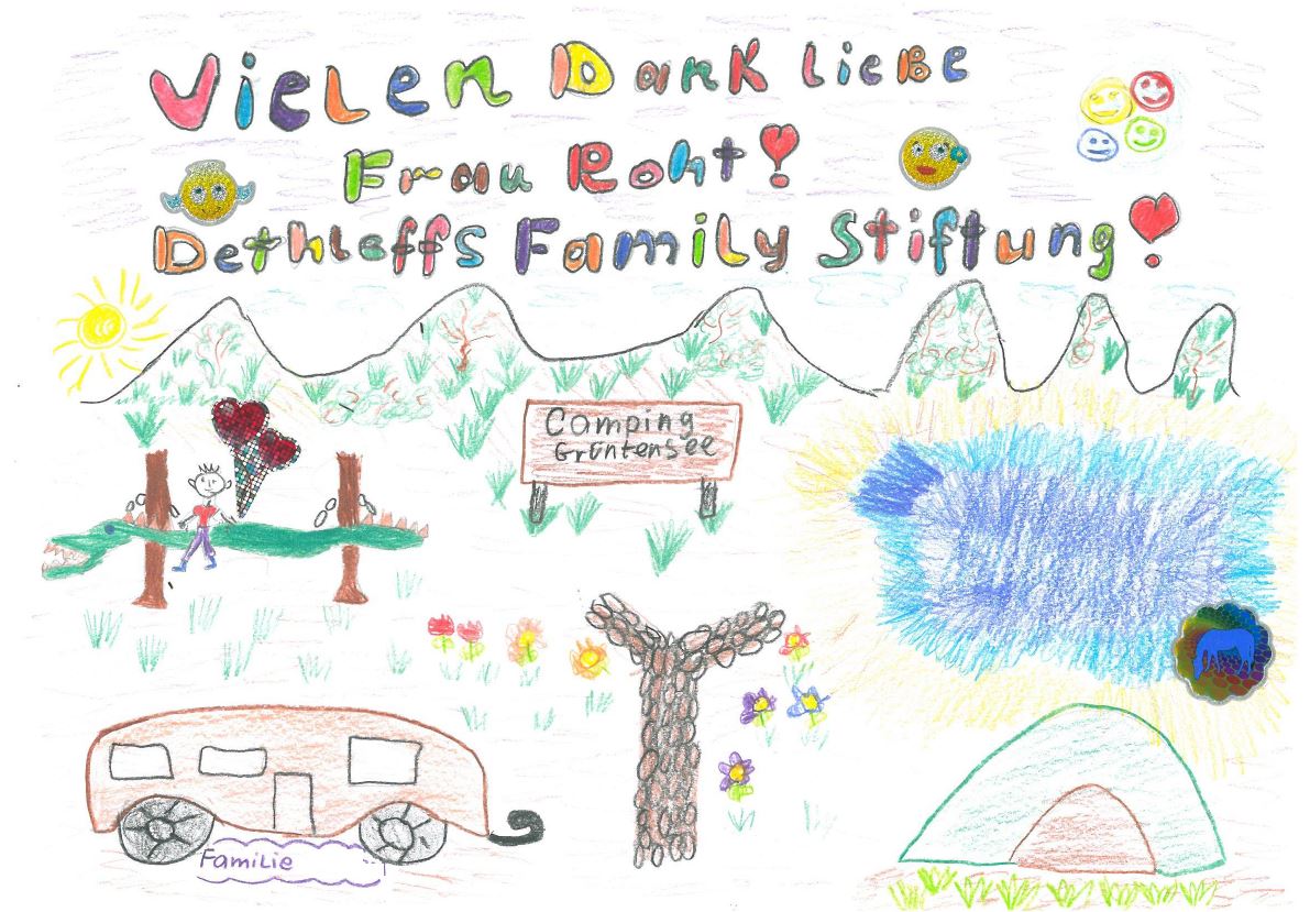 Dankesbrief an die Dethleffs Family Stiftung einer glücklichen Familie